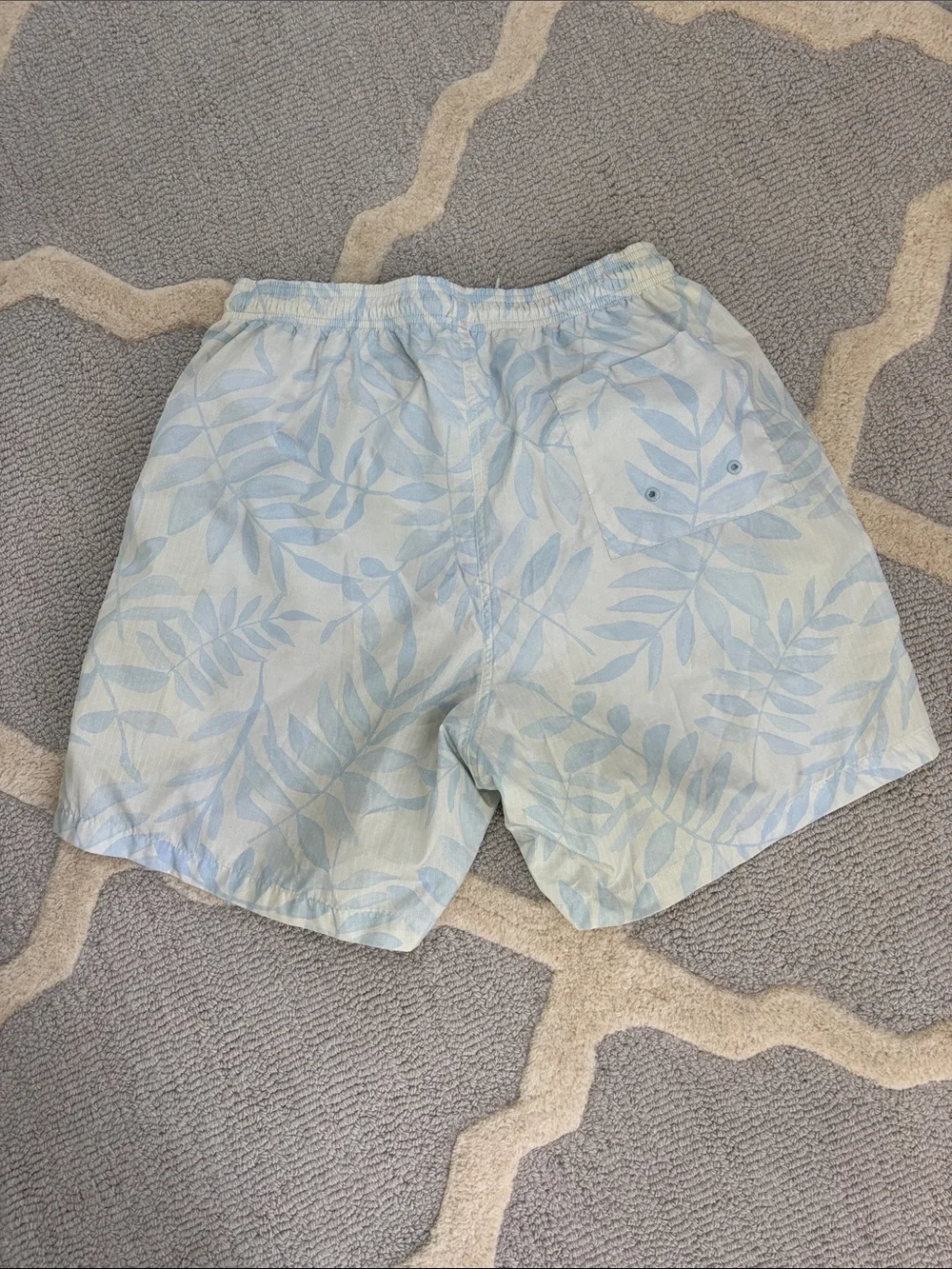 Jacquemus Pale Blue Leaf-Print Swim Trunks